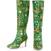 Perphy Women's Pointed Toe Sparkle Glitter Sequin Lace Stiletto Heel Knee High Boots - 4 of 4