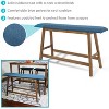 Sunnydaze Indoor Wooden Counter-Height Dining Bench - Weathered Oak Finish with Blue Cushion - 2 of 4