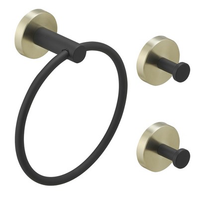 BWE 3-Piece Bath Hardware Set with Towel Ring and 2pcs Towel Hooks and Mounting Hardware Wall Mount