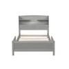 DOMETOUR Twin Pine Wood Bed with  Bookcase Headboard ,LED Motion Sensor Light,  Guardrails,Grey - 3 of 4