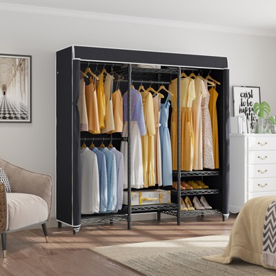 Black Medium Portable Closet System with Oxford Fabric Cover