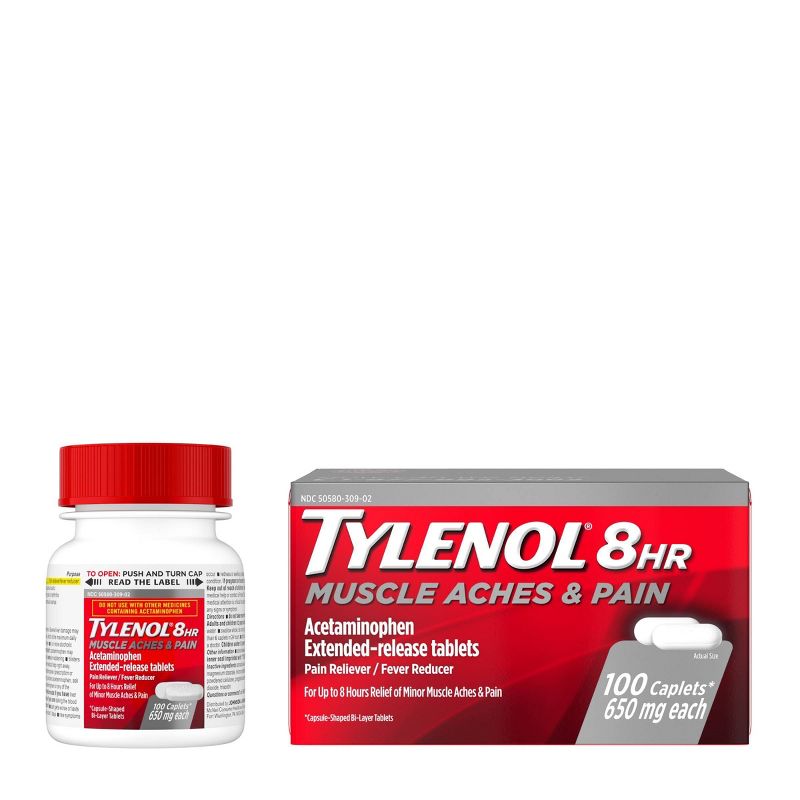 Tylenol 8 Hour Muscle Aches &#38; Pain Tablets - Acetaminophen - 100ct, 3 of 11