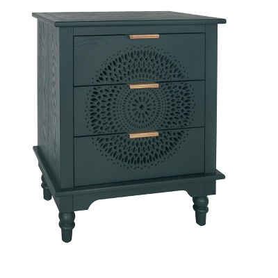 NicBex 3 Drawers Dresser for Bedroom with Hollow-Carved,Chest of Drawers with Metal Handles Design,Storage Dressers for Bedroom
