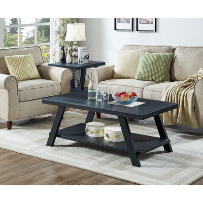 NicBex Contemporary 2-Tier Trapezoid Coffee Table with Storage Shelf,Wooden Center Table for Living Room,Living Room Furniture