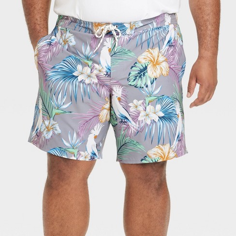 Men's Big & Tall 9 Bird Print Board Swim Shorts - Goodfellow & Co™ Dark  Gray 2XL