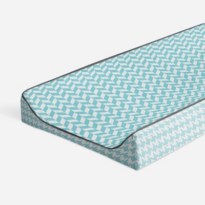 Bacati - Herringbone Quilted Muslin Changing Pad Cover Aqua