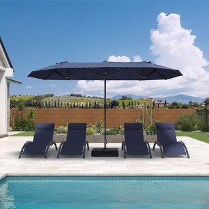 PURPLE LEAF 13ft Patio Market Umbrella and Base Double-Sided Rectangle Outdoor Table Sun Umbrellas with Crank - 1 of 4