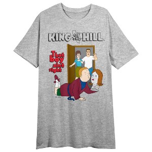 King Of The Hill That Boy Ain't Right Crew Neck Short Sleeve Gray Heather Women's Night Shirt - 1 of 2