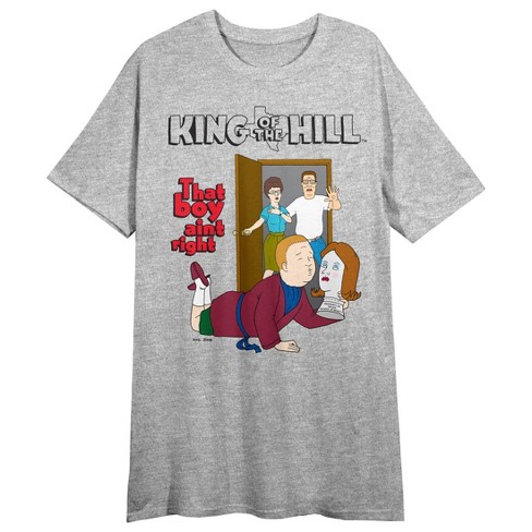 King Of The Hill That Boy Ain t Right Crew Neck Short Sleeve Gray Heather Women s Night Shirt medium Target