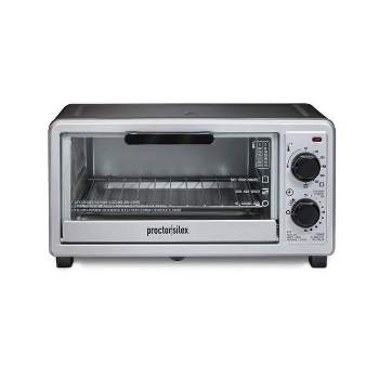 Hamilton Beach Easy Reach 4-Slice Countertop Toaster Oven With Roll-Top  Door, 1200 Watts, Fits 9” Pizza, 3 Cooking Functions for Bake, Broil and  Toast, Silver, 31334D 