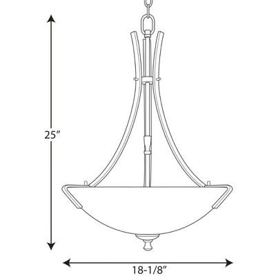 Brushed Nickel 3-Light Inverted Pendant with Tapered Glass Shades
