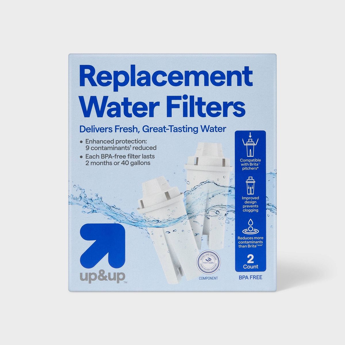 Enhanced Replacement Water Filters for Pitchers - up&up™