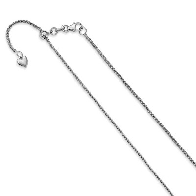 Black Bow Jewelry 1mm 14k White Gold Adjustable Square Wheat Chain Necklace