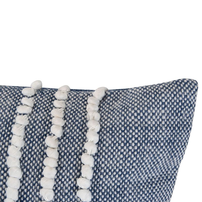 Blue Hand Woven Outdoor Decorative Throw Pillow with Pulled Curly Yarn Accents - Foreside Home & Garden, 4 of 7