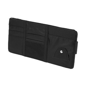 Unique Bargains Car Sun Visor Organizer with Sunglasses Holder for Cards License Pen Organizer PU Leather Black - 1 of 4