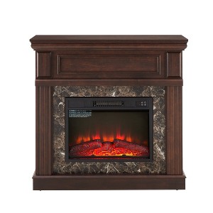 Gulches 41 in Freestand ing MDF Mantel plus 23 in Electric Fireplace  insert Cherry 1400W Remote Timer LED Flame 1pc Complete Set - 1 of 4