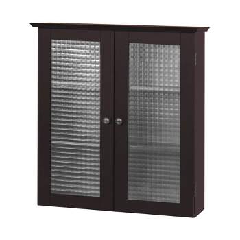 Chesterfield Removable Wall Cabinet with Two Waffle Glass Doors Espresso - Teamson Home