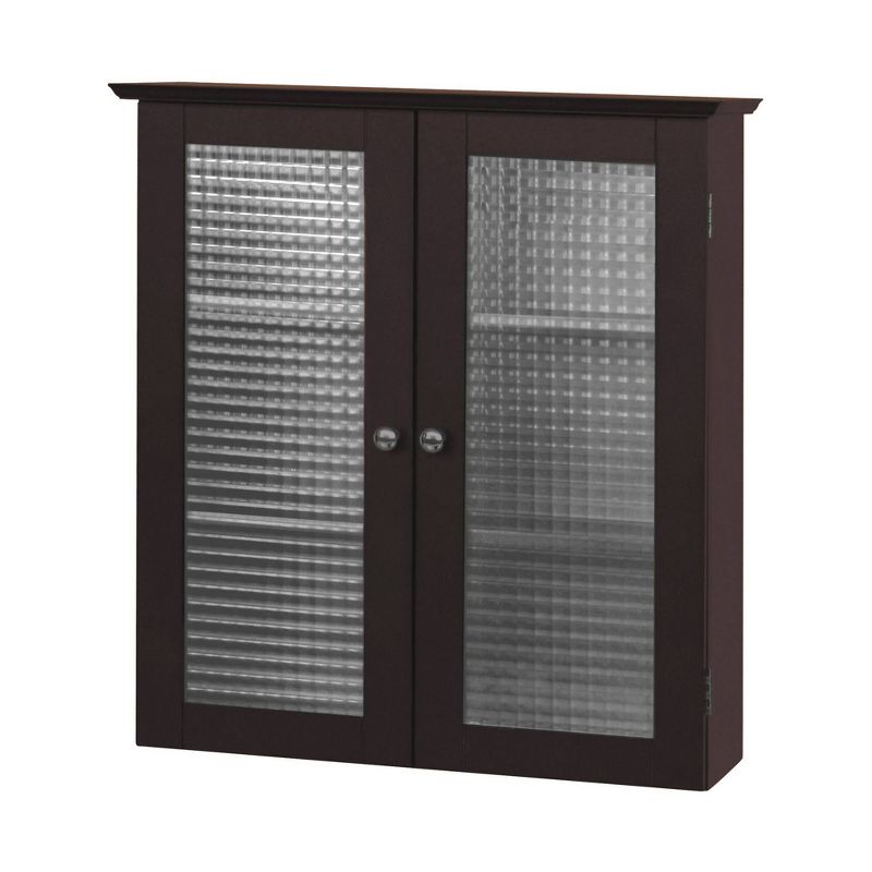 Chesterfield Removable Wall Cabinet with Two Waffle Glass Doors Espresso - Teamson Home, 1 of 8