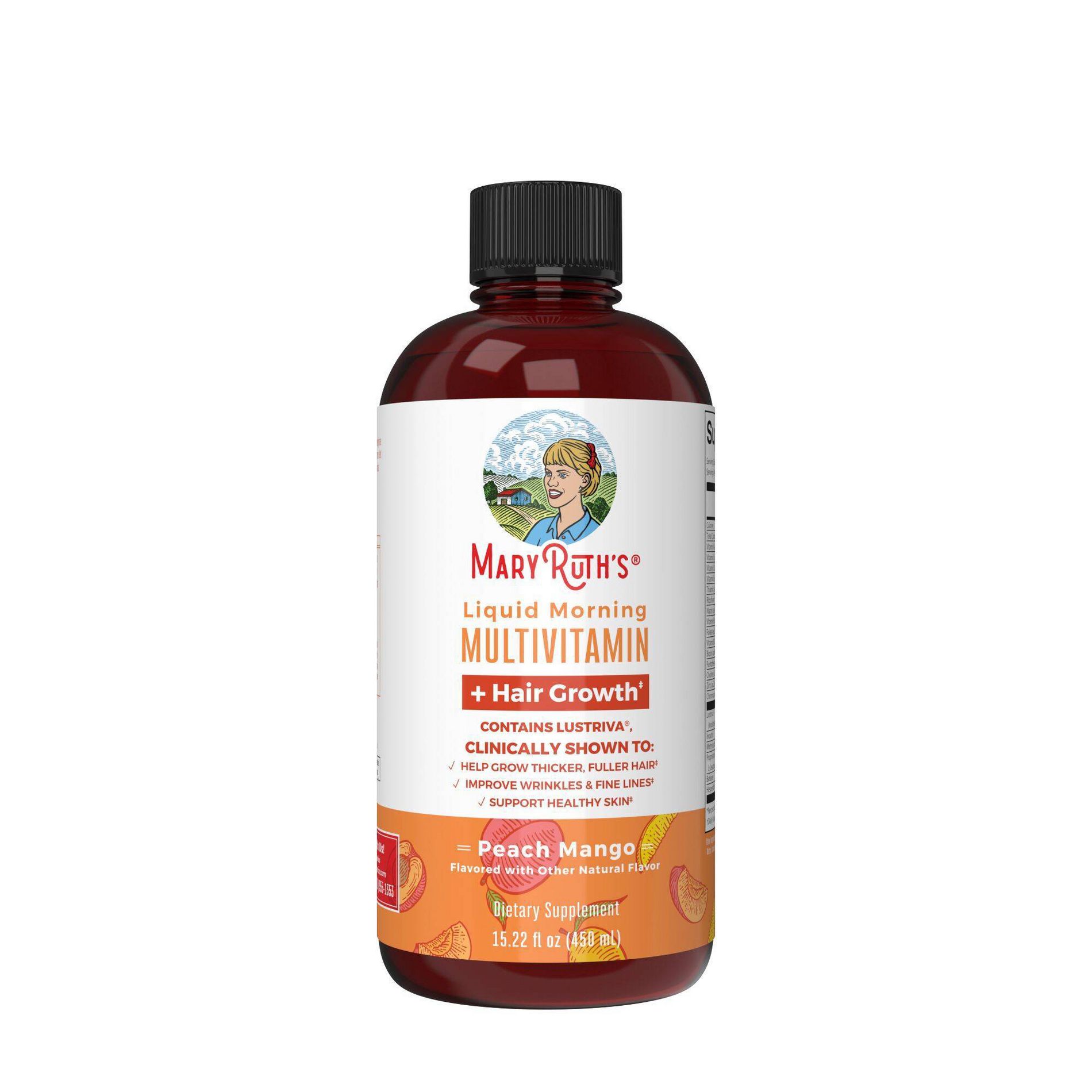 MaryRuth's Liquid Morning Vegan Multivitamin + Hair Growth - Peach Mango - 15.2oz