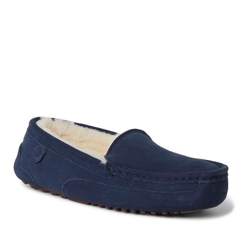 Fireside By Dearfoams Men s Melbourne Genuine Shearling Moccasin Navy Size 13 Target