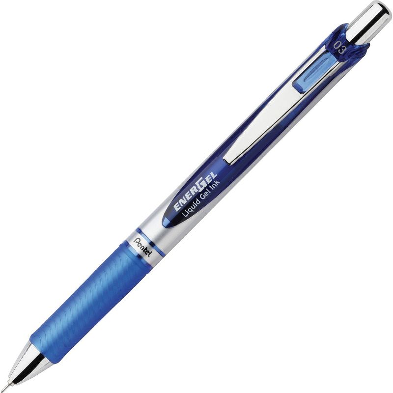 Pentel Retractable Liquid Gel Pen Fast-Drying 0.3mm Tip Blue BLN73C, 1 of 2