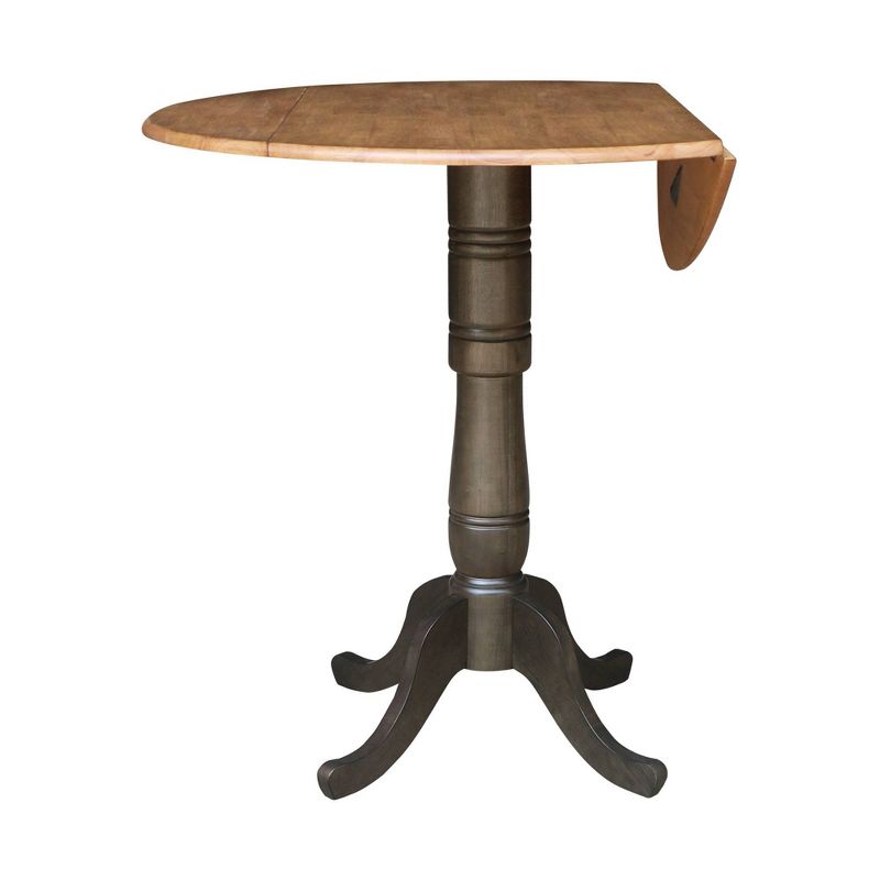 42&#34; Nathaniel Round Dual Drop Leaf Bar Height Dining Table Hickory/Washed Coal - International Concepts, 3 of 9