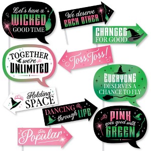 Big Dot of Happiness Funny Witch Photo Props, Pink and Green Birthday or Halloween Party Decoration, Photo Booth Props Kit – 10 Count Selfie Sticks - 1 of 4