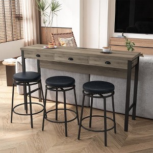 4 Piece Dining Table Set,Counter Height Bar Table Set with 3 Drawers, Kitchen Table and Chairs Set,Console Kitchen Table Set for Kitchen - 1 of 4