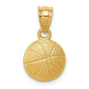 Black Bow Jewelry 14k Yellow Gold Satin Basketball Pendant, 10mm - 1 of 4
