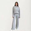 Anna-Kaci Women’s Ribbed Knit Relaxed Fit 2-Piece Set with High Neck Top Soft Stretch Fabric and Wide Leg Pants - 3 of 4