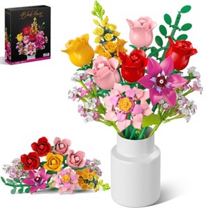 Flowers Bouquet Building Set - Rose Flower Botanical Building Blocks
