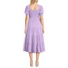 Lands' End Women's Smocked Cotton Dobby Midi Puff Sleeve Dress - 2 of 4