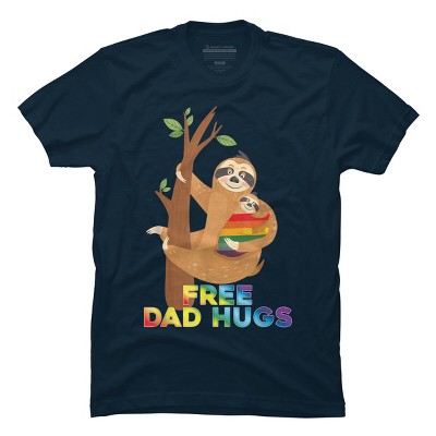 Adult Design By Humans Free Dad Hugs Rainbow Sloth Pride By KangThien T-Shirt