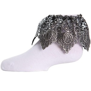 Memoi Metallic Leaf Girls Cotton Blend Anklet Socks - 1 of 2