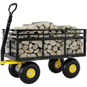 Steel Garden Cart Heavy Duty with 10" Wheels for Gardening Soil, Tools, and Plant Transport - 1 of 4