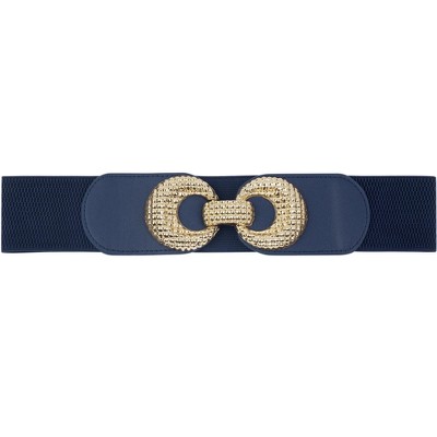 INSPIRE CHIC Women's Elastic Belt Alloy Double Ring Buckle Fashion Suitable for Skirt Dress