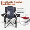 Romswi Outdoor Potable Camp Chair Oversized Folding Camping Chair with Adjustable Arm Straps, 450lbs Capacity Cup Holder Cooler Bag, Black 2-Pack - 3 of 4