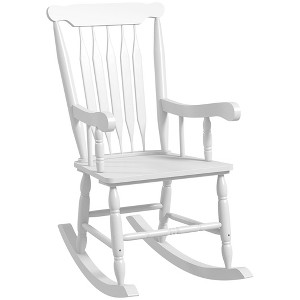 Outsunny Outdoor Wood Rocking Chair, 350 lbs. Porch Rocker with High Back for Garden, Patio, Balcony - 1 of 4