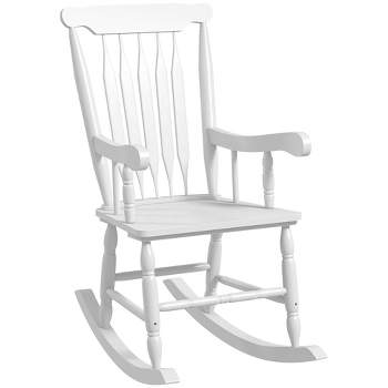 Outsunny Outdoor Wood Rocking Chair, 350 lbs. Porch Rocker with High Back for Garden, Patio, Balcony