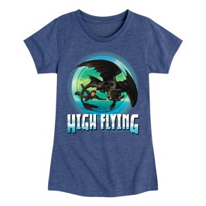 Girls' - How to Train Your Dragon - Hiccup Toothless High Flying Fitted Short Sleeve Graphic T-Shirt - 1 of 4
