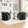 SEYNAR Modern Glam PU Leather 360 Degree Swivel Accent Armchair with Metal Base Set of 2 - 2 of 4