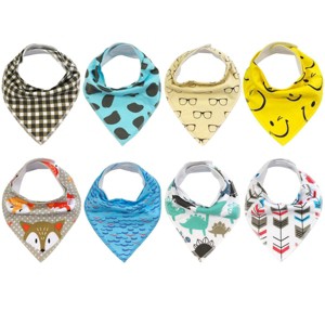 Wrapables Baby Bandana Drool Bibs, Super Soft and Absorbent Bibs for Drooling and Teething (Set 8) - 1 of 4