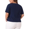 Agnes Orinda Women's Plus Size V Neck Short Sleeve Button Decor Loose Casual Blouses - 4 of 4