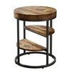 Resenkos Nightstand, Night Stand,Round End Table, Small Side Table Nightstand with 3-Tier Shelves,Rustic Brown - 3 of 4