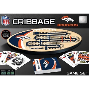 MasterPieces Officially Licensed  NFL Denver Broncos Wooden Cribbage Game for Adults. - 1 of 4