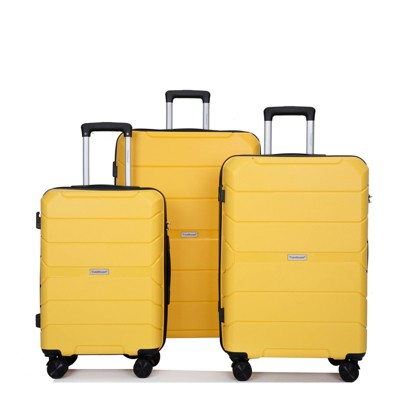 3 PCS Luggage Set, Hardside Spinner Suitcase with TSA Lock (20/24/28),  Black-ModernLuxe