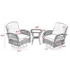 3-Piece Outdoor Swivel Rocker Patio Chairs Set with Cushions and Glass Table, Patio Small Space Chat Sets for Balcony or Backyard-The Pop Home - 4 of 4