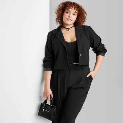 Women's Cropped Blazer - Wild Fable™ Black 3x : Target