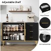 46.4" Buffet Sideboard Cabinet with Storage, 2 Glass Doors 3 Drawers and Shelves, Marble Top Kitchen Sideboard Cabinet for Dining Room - 3 of 4