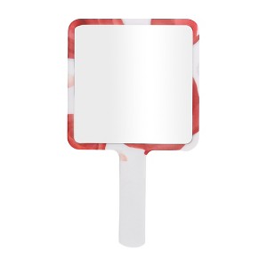 Unique Bargains Floral Square Handheld Mirror White Red 1 Pc - 1 of 3